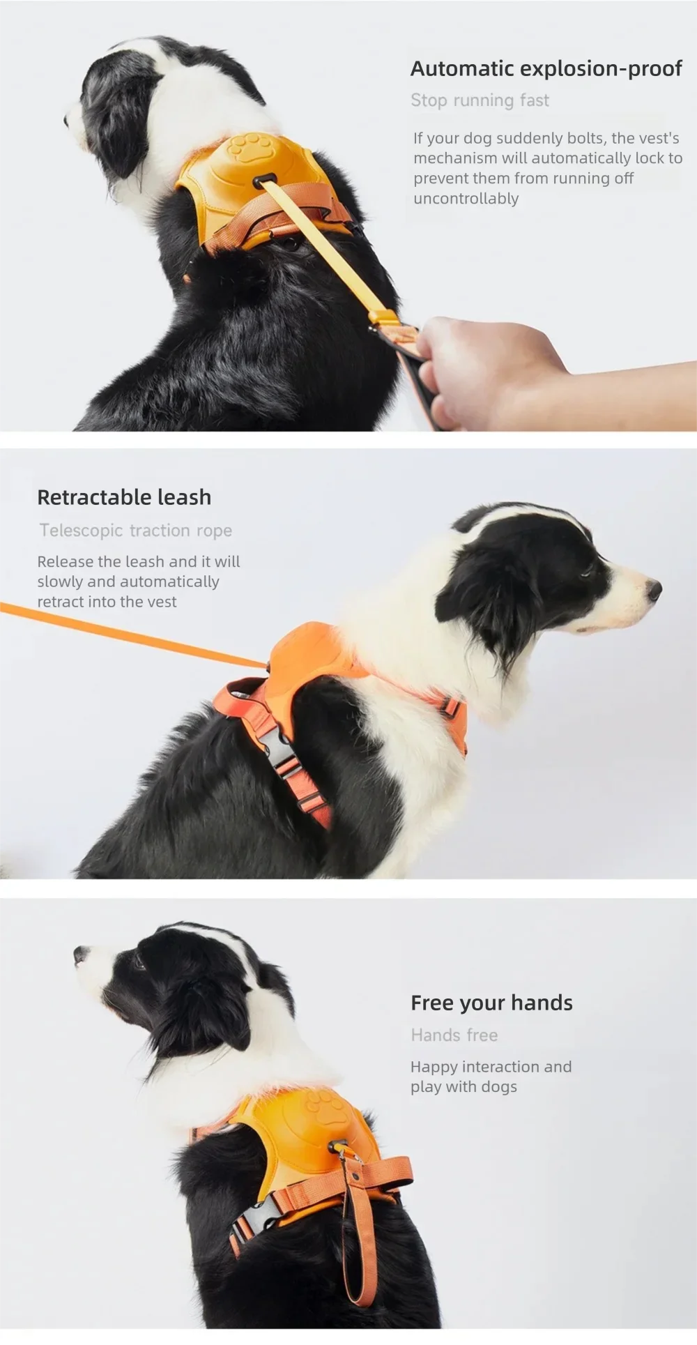 All In One Retractable Dog Leash Harness Anti-Escape No Pull Pet Vest Style Harness For Medium Large Dogs Walking